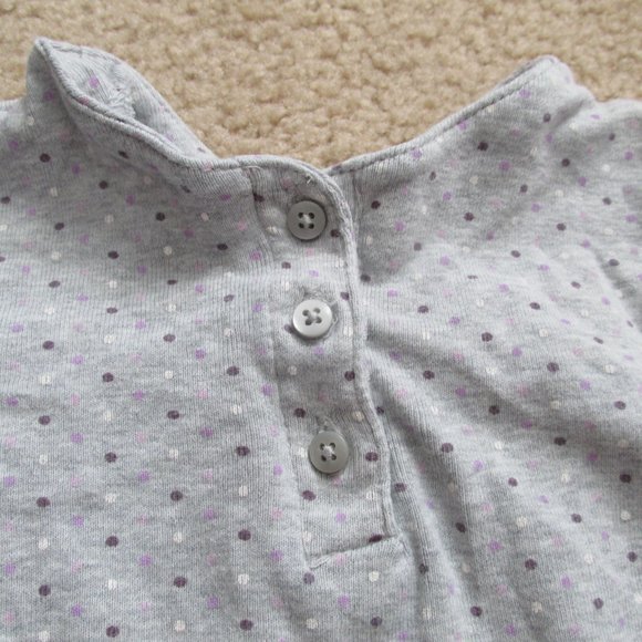 Carters Pullover Shirt Girls Size 9M Gray Purple Polka Dot Long Sleeve Top - Picture 6 of 6